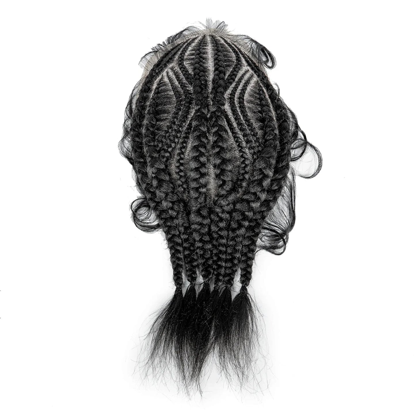 Men's HD Full Lace Cornrow Braided Toupee | Box Braids Wig | Synthetic Lace Front | African Men's Braids
