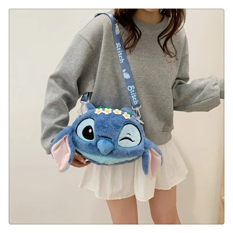 New Disney Cartoon Stitch Plush Backpack | Girls Cute Ins Shoulder Messenger Bag (Parent-Child Gift)