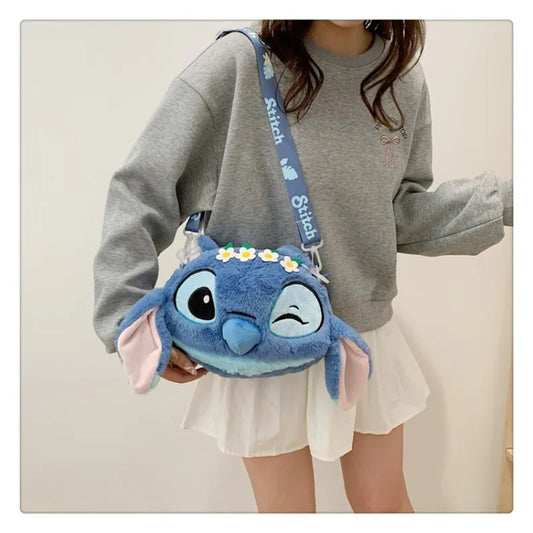 New Disney Cartoon Stitch Plush Backpack | Girls Cute Ins Shoulder Messenger Bag (Parent-Child Gift)