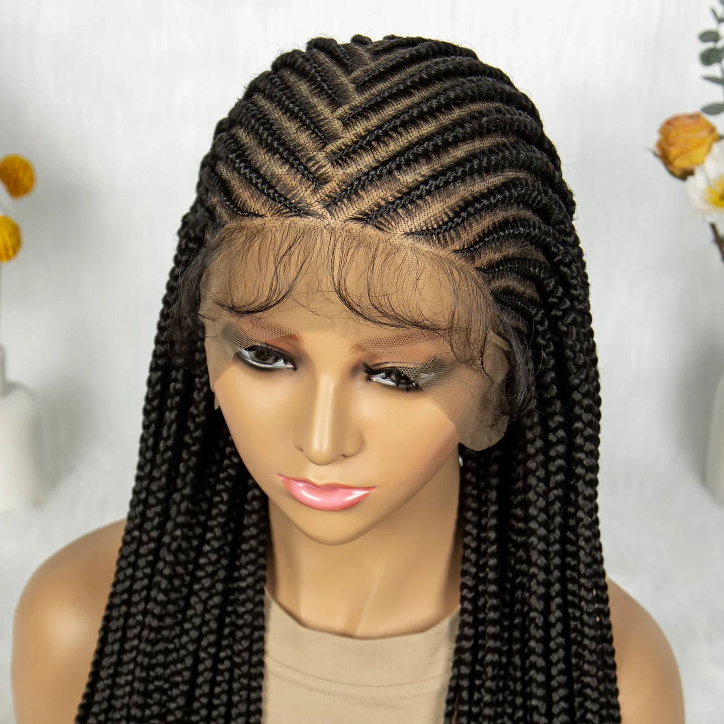 KIMA 36" Cornrow to Fulani Box Braids Wig | Full Lace Middle Part