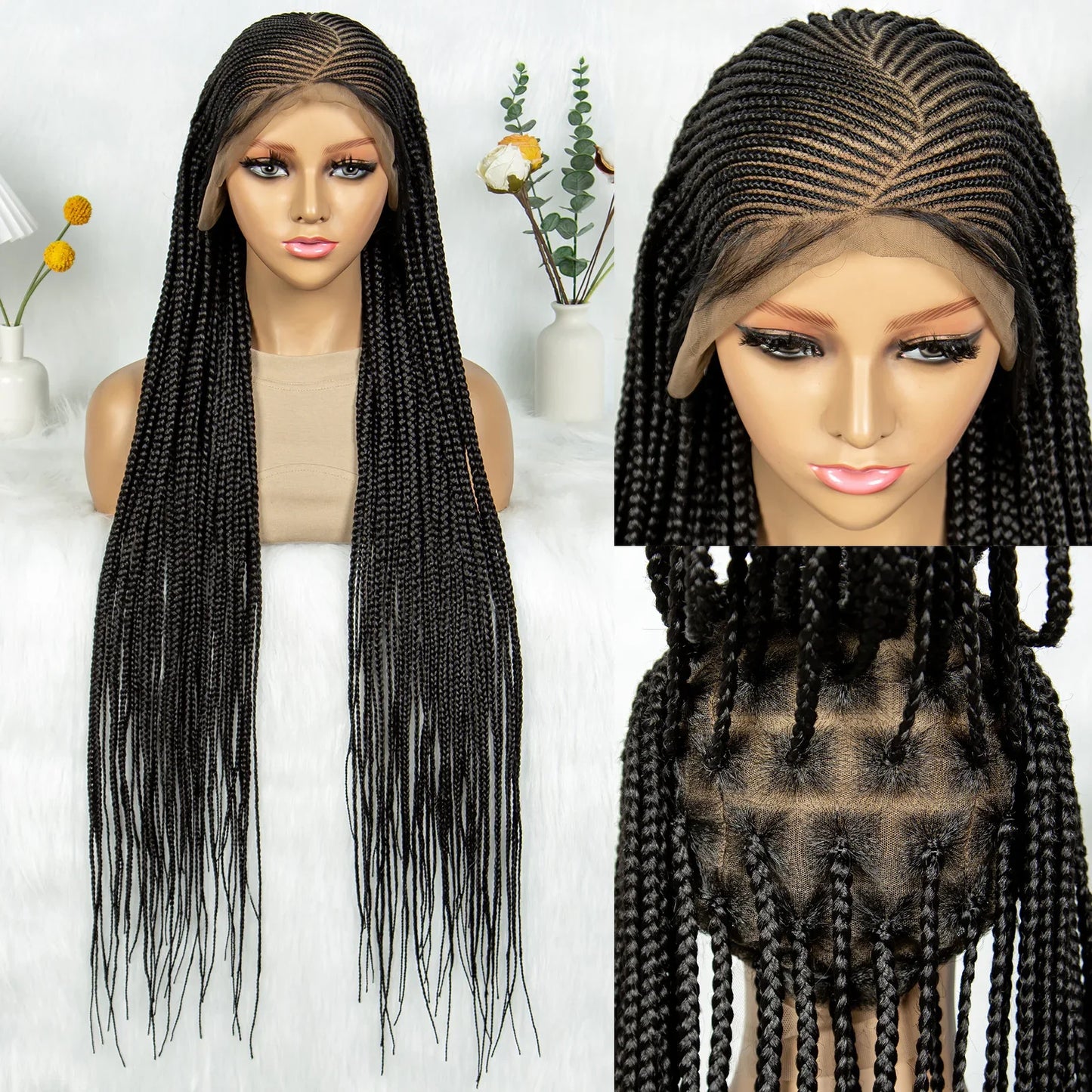 Full Lace Cornrow Box Braids Wig | Crochet Braided Style