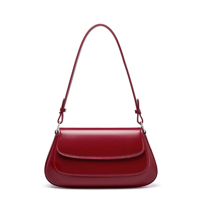 100% Genuine Leather Women's Shoulder Bag | Korean Style Ladies Luxury Cow Leather Crossbody & Armpit Handbag for Street Shopping