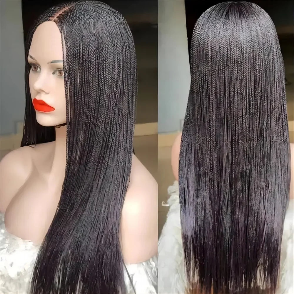 Red Micro Braids Box Braids Wig | Cornrow Wig | Synthetic | Passion Twist | For Black Women