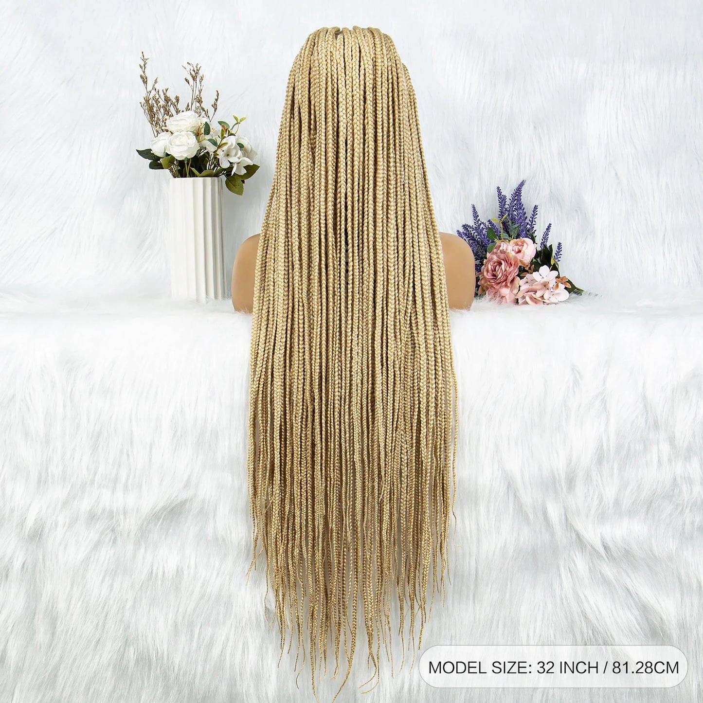 HD Full Lace Knotless Box & Cornrow Braided Wig | Transparent Lace | Synthetic Crochet Braids for Black Women