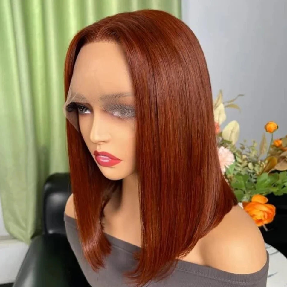 Ombre Honey Blonde & Red Wine Bob Wig | 13x4 HD Transparent Lace Front Human Hair