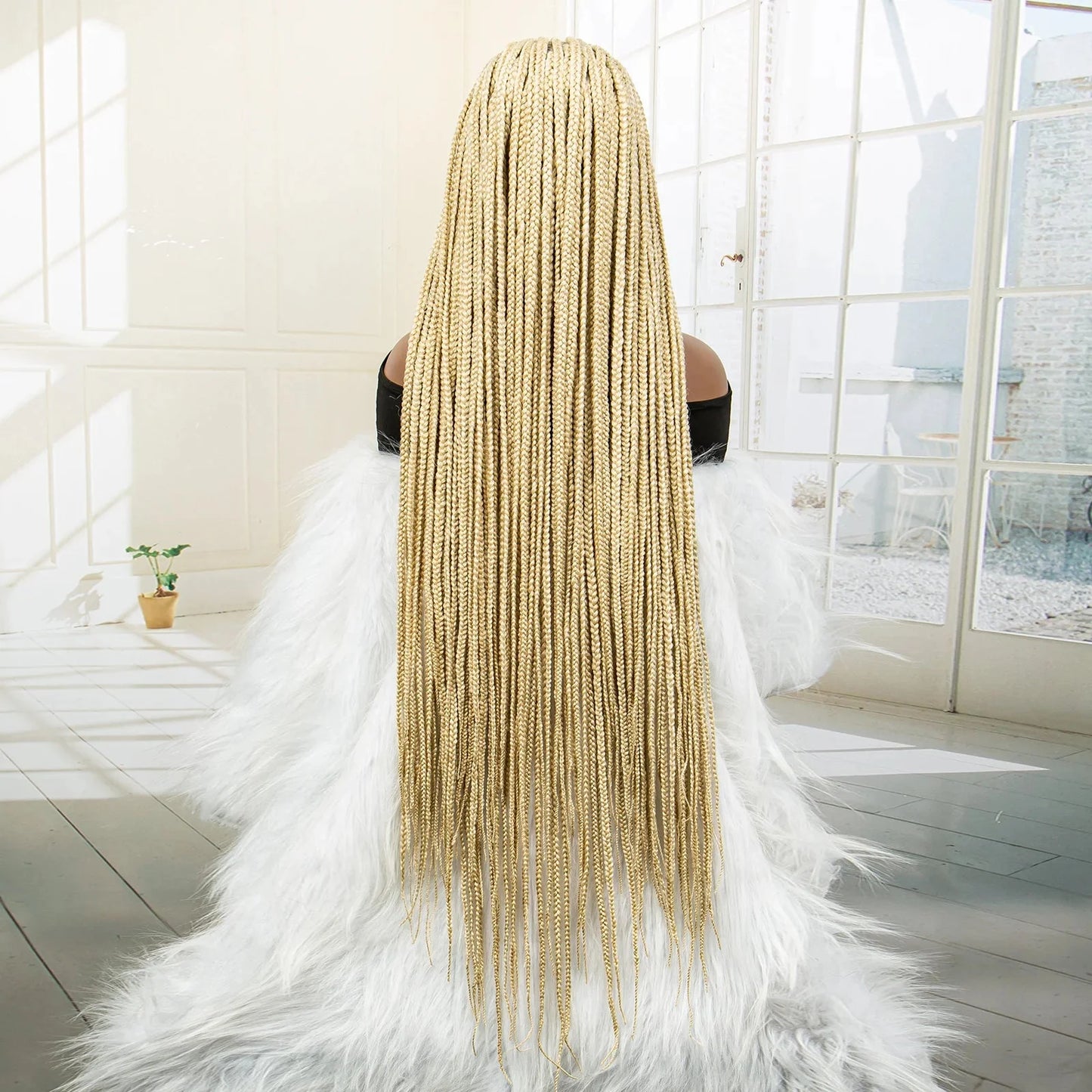 350# Blonde HD Full Lace Braided Wig | Knotless Box Cornrows | Crochet Braids | Synthetic Braids for Black Women