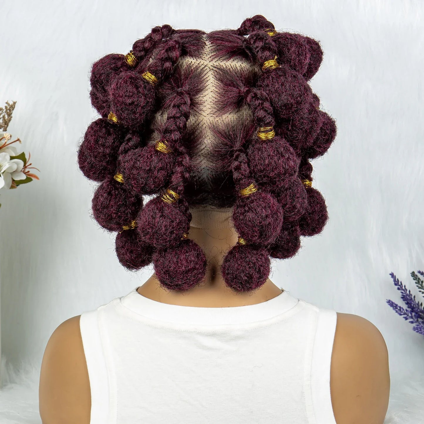 New Style Bantu Knot Knotless Box Braids HD Full Lace Wig | Synthetic Braided Wig for Black Women