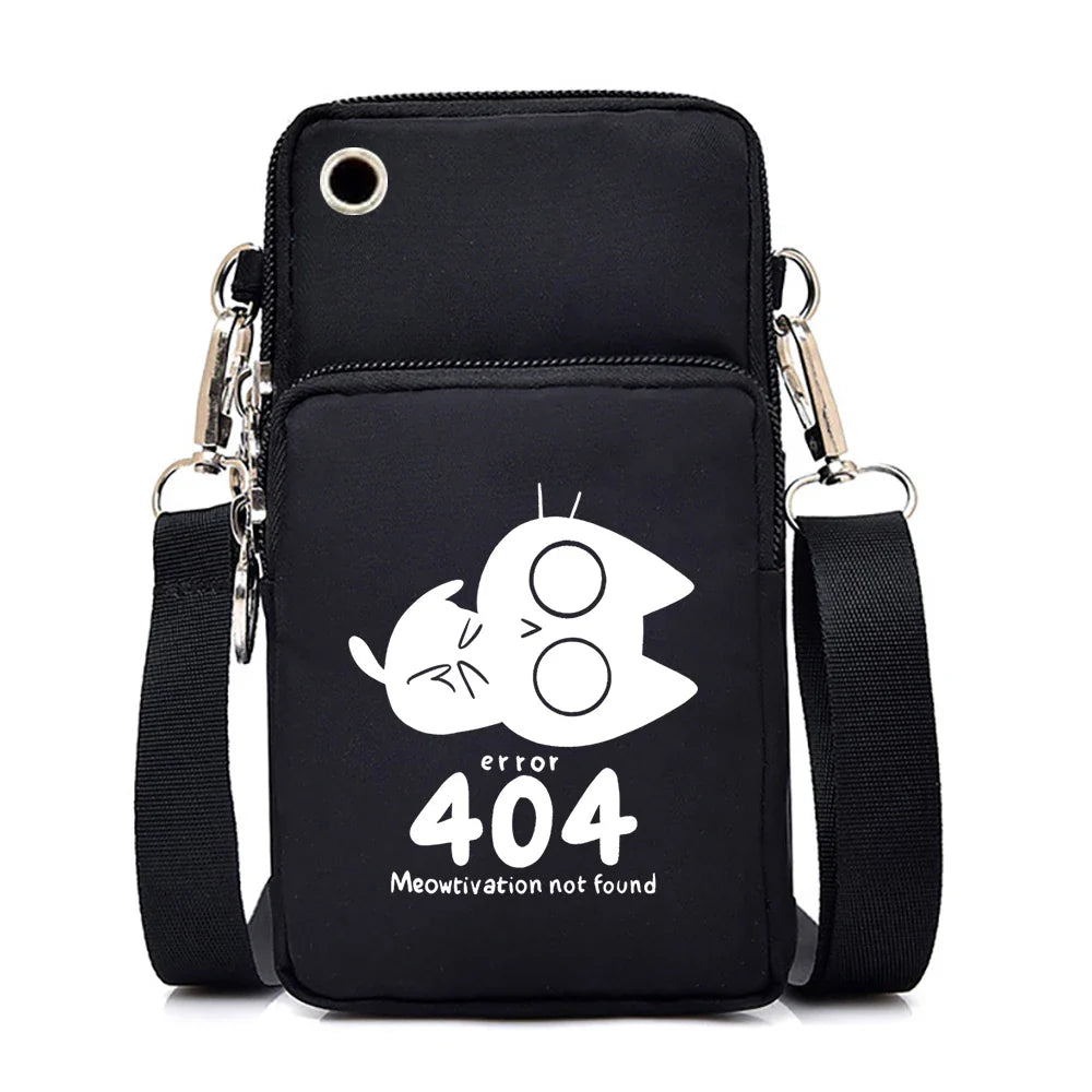 Women's Handbags Black Explosive Coffee Cat Messenger Bags | Female Cartoon Shoulder Bag Purse (Fashion Mobile Phone Crossbody Bags)