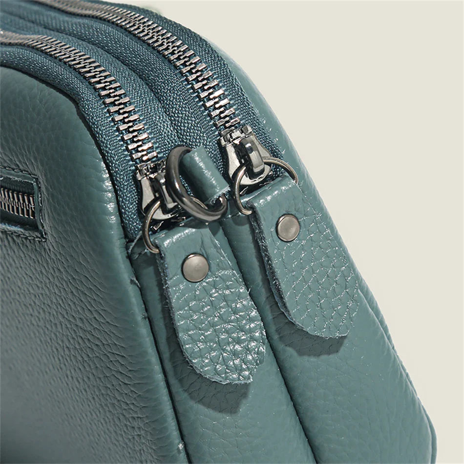 Luxury Genuine Leather Women's Crossbody Bag | Solid Color Shoulder Messenger & Clutch Phone Bag (Soft Cowhide, Sequined)