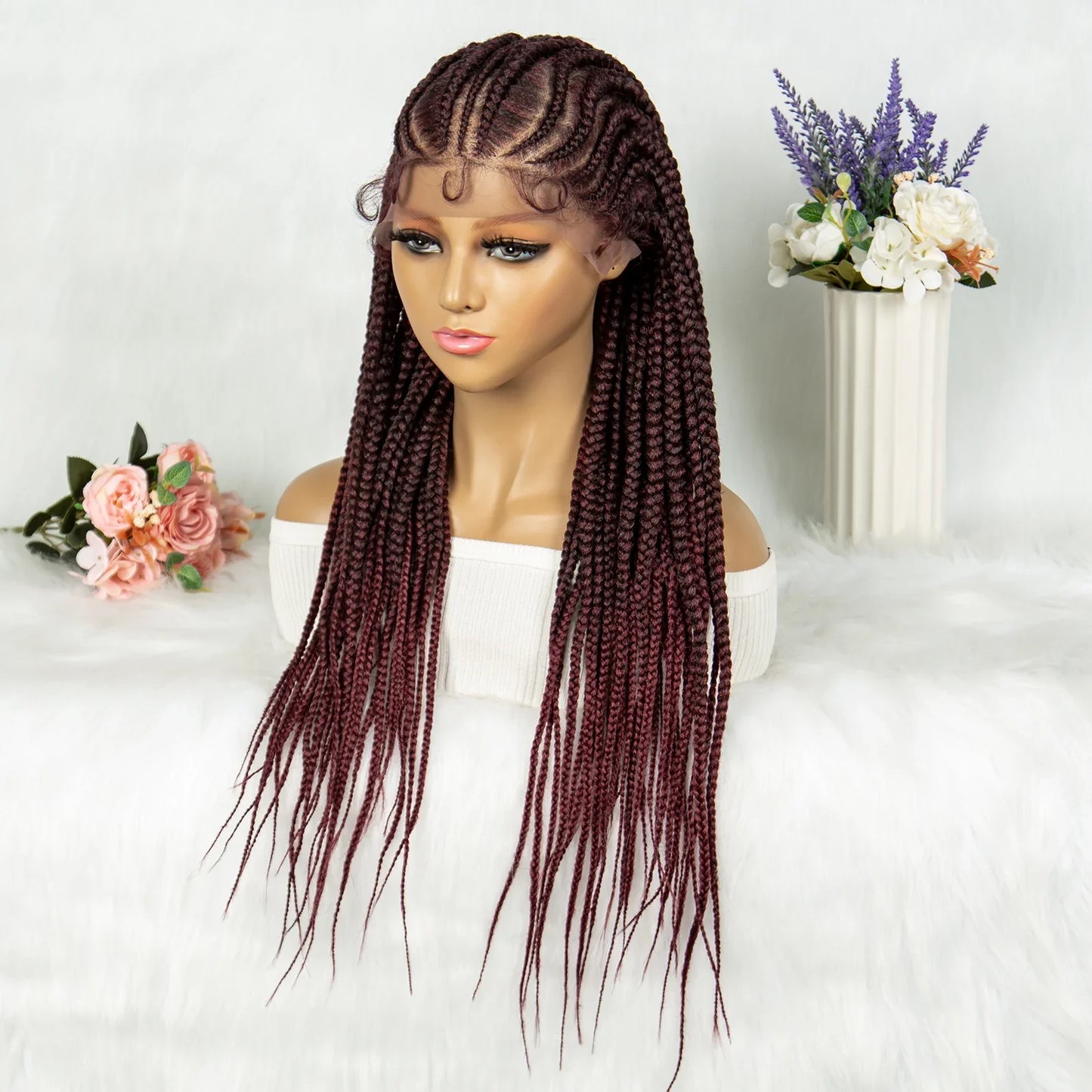 13x6 Lace Front Faux Locs Braided Wig | Crochet Braids | Synthetic Locs | Black Women