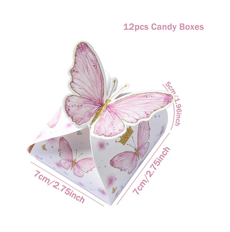 12pcs Butterfly Candy Boxes Gifts Packing Paper Boxes Birthday Party Decorations Girls Wedding Baby Shower Favors For Guest