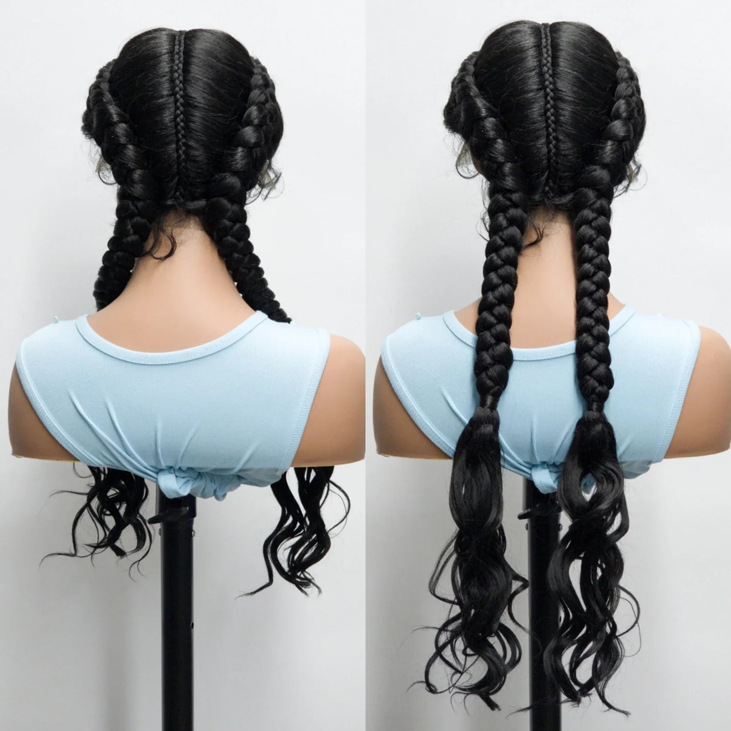 34" Ombre Twist Braided Lace Wig | Curly Ends | Baby Hair | Synthetic Braids | Black Women
