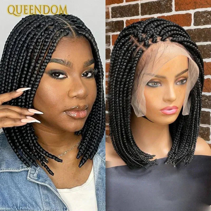12" Short Bob Knotless Braids Wig | 360 Full Lace | Cornrows | Baby Hair | Synthetic