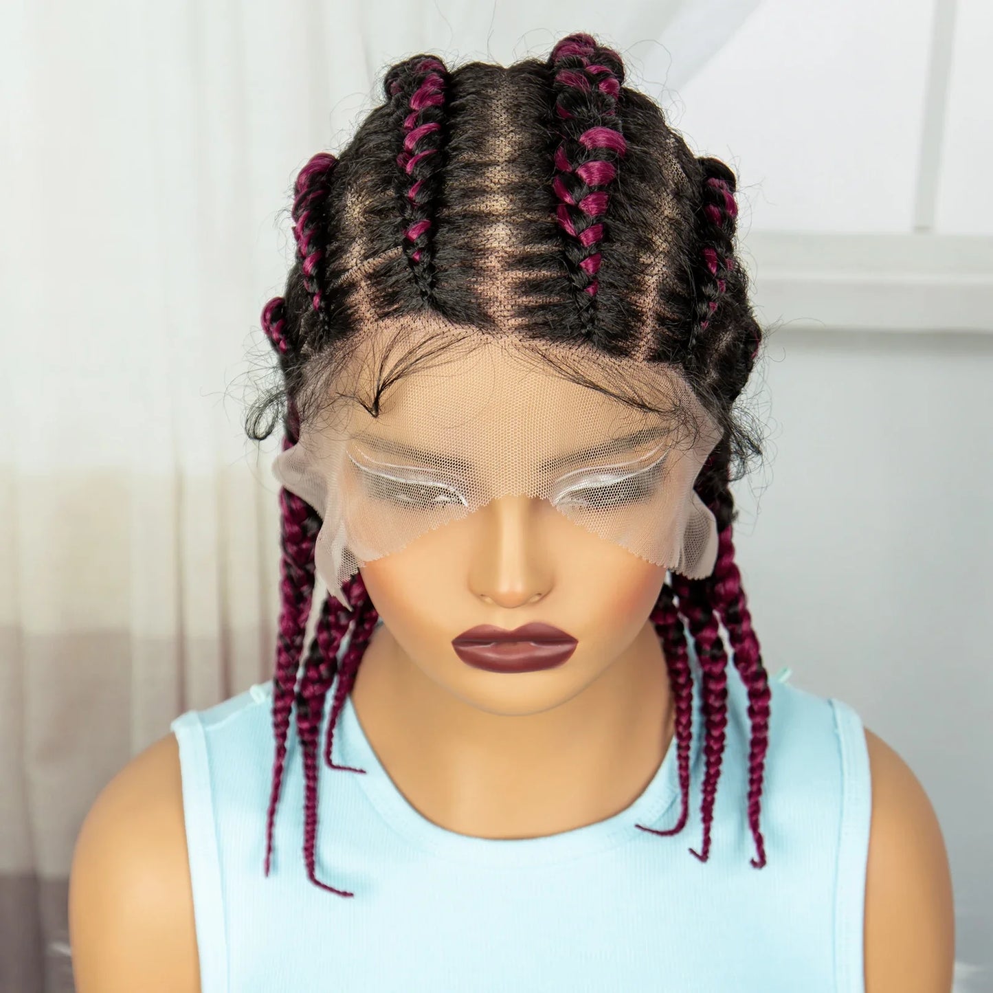 14" Short Knotless Cornrow Braids Wig | Transparent Full Lace Bob