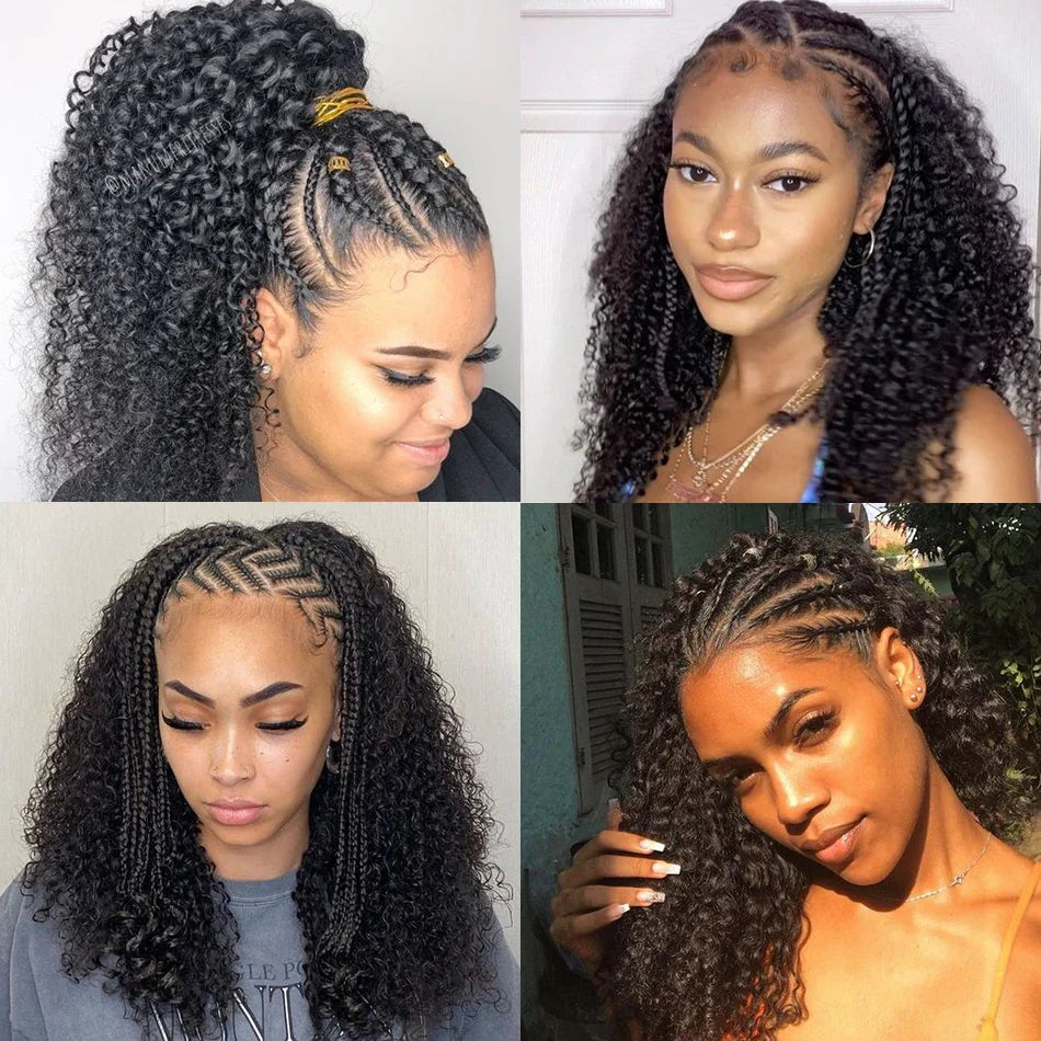 Short Bob Braided Wig | Curly Triangle Knotless Box Braids | 13x4 Lace Front | Human Hair | Bob Braids Wig