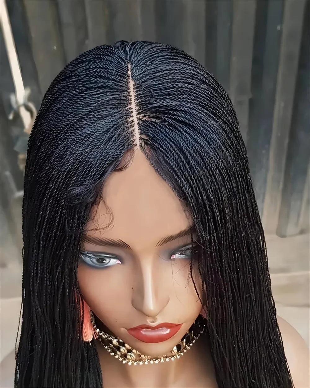 Red Micro Braids Box Braids Wig | Cornrow Wig | Synthetic | Passion Twist | For Black Women