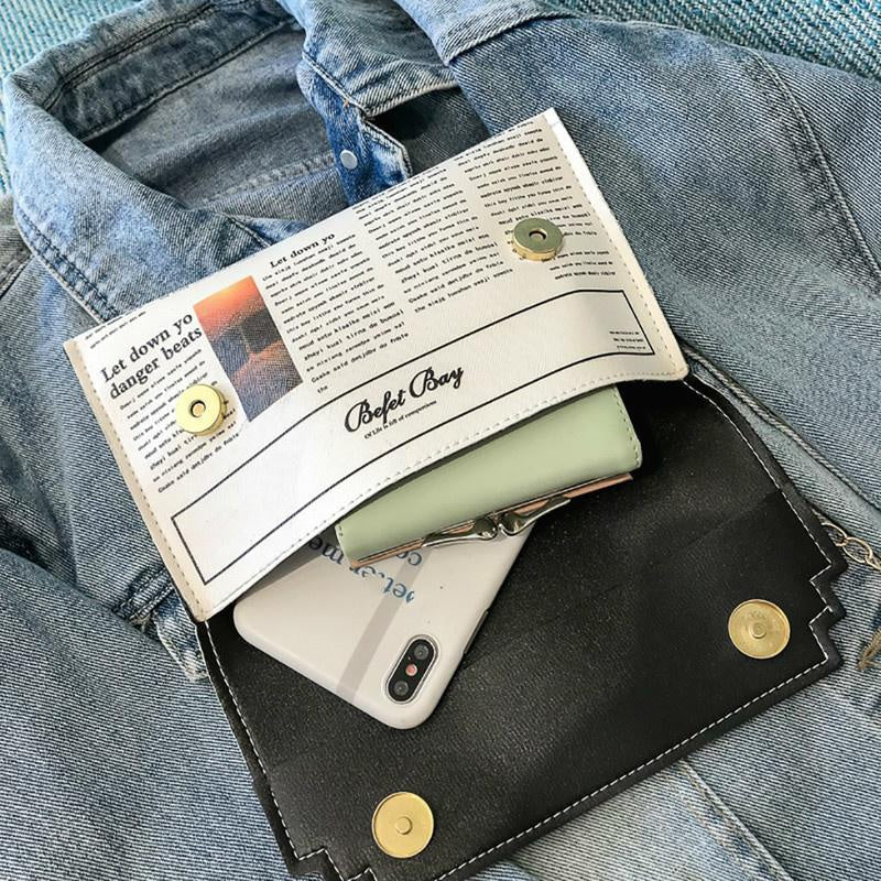 Women's Newspaper Messenger Bag | Shoulder Bag Personality Fashion Small Square Bag