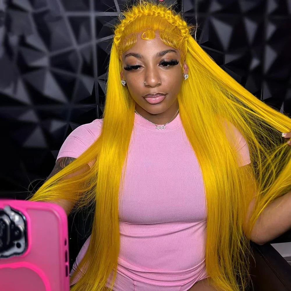 200% Density Light Yellow Straight 613 HD Transparent Lace Front Wig | 13x6 & 13x4 Lace Frontal Human Hair Wig for Women