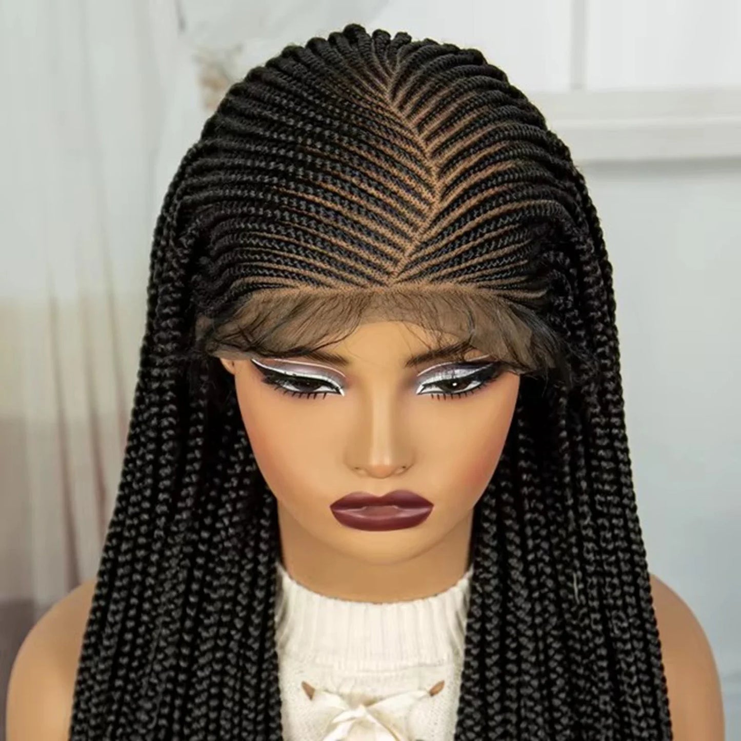 36" Cornrow Knotless Braids Wig | Full Lace Frontal | Baby Hair