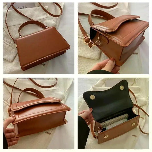 High Quality PU Leather Handbag & Purse for Women | Solid Color Shoulder Crossbody Bag (Lady Messenger, Small Tote for Girls)