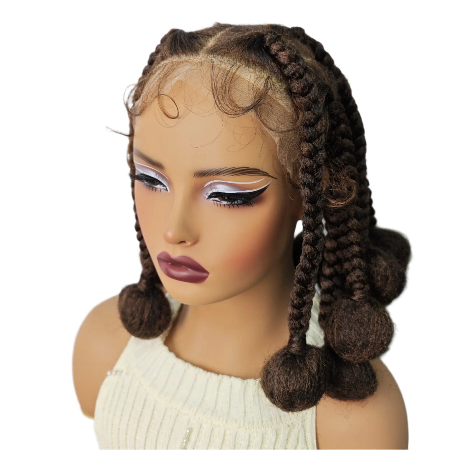 12 Inch Natural Color Synthetic Braided Wig | Transparent Lace Front Knotless Box Braids with Baby Hair for Black Women