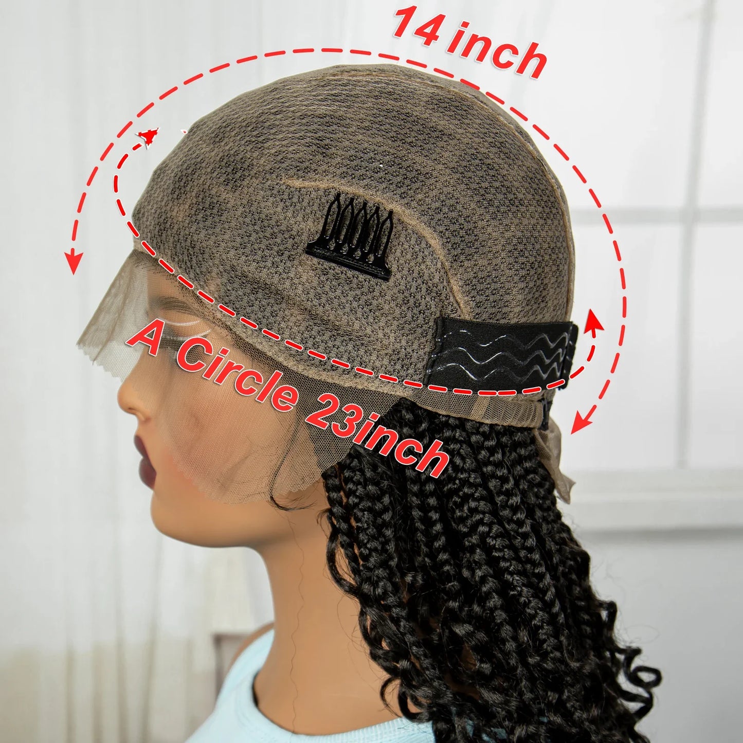 Boho Curly Ends Knotless Braids Wig | Transparent Full Lace | Baby Hair