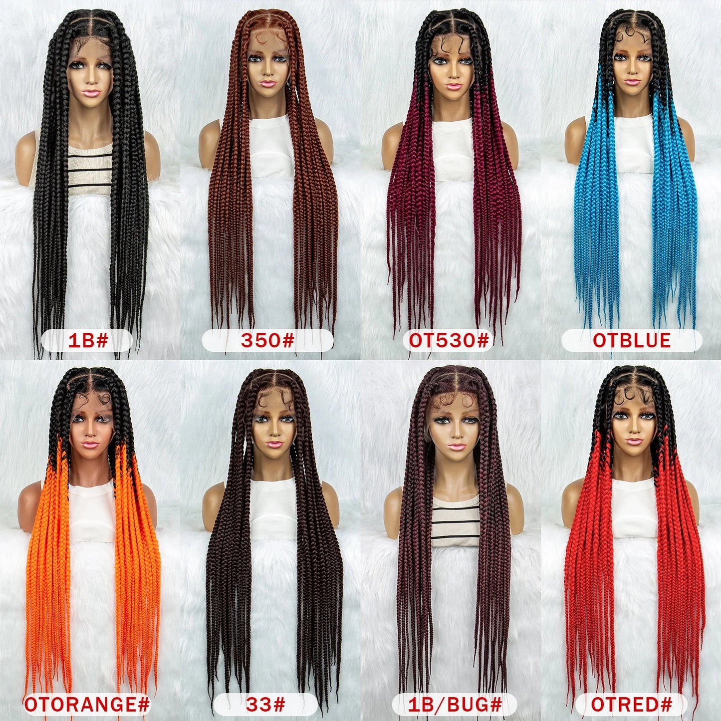 KIMA 36" Colorful Knotless Box Braids Wig | Lace Front & Baby Hair