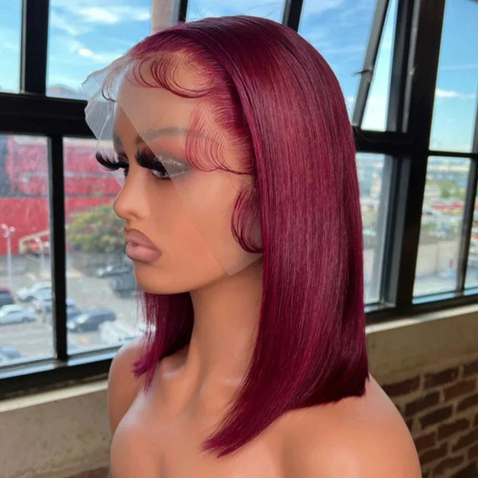 Ombre Orange Blonde Bob Wig | Straight Human Hair Lace Front