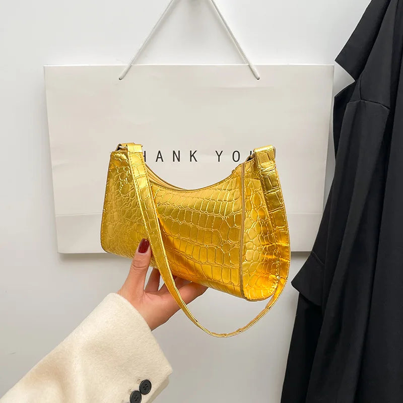 Solid Color PU Leather Women's Underarm Bag | New Luxury Designer Female Casual Shoulder Bag (Tote Clutch Purse & Banquet Handbag)