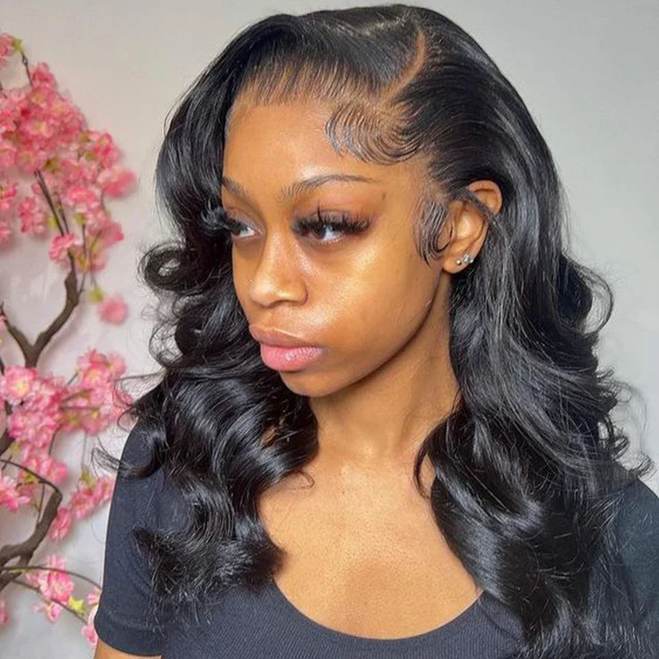 180D Body Wave Human Hair Wig | 13x5x1 Lace Part Bob & Frontal Wigs (Brazilian Remy)
