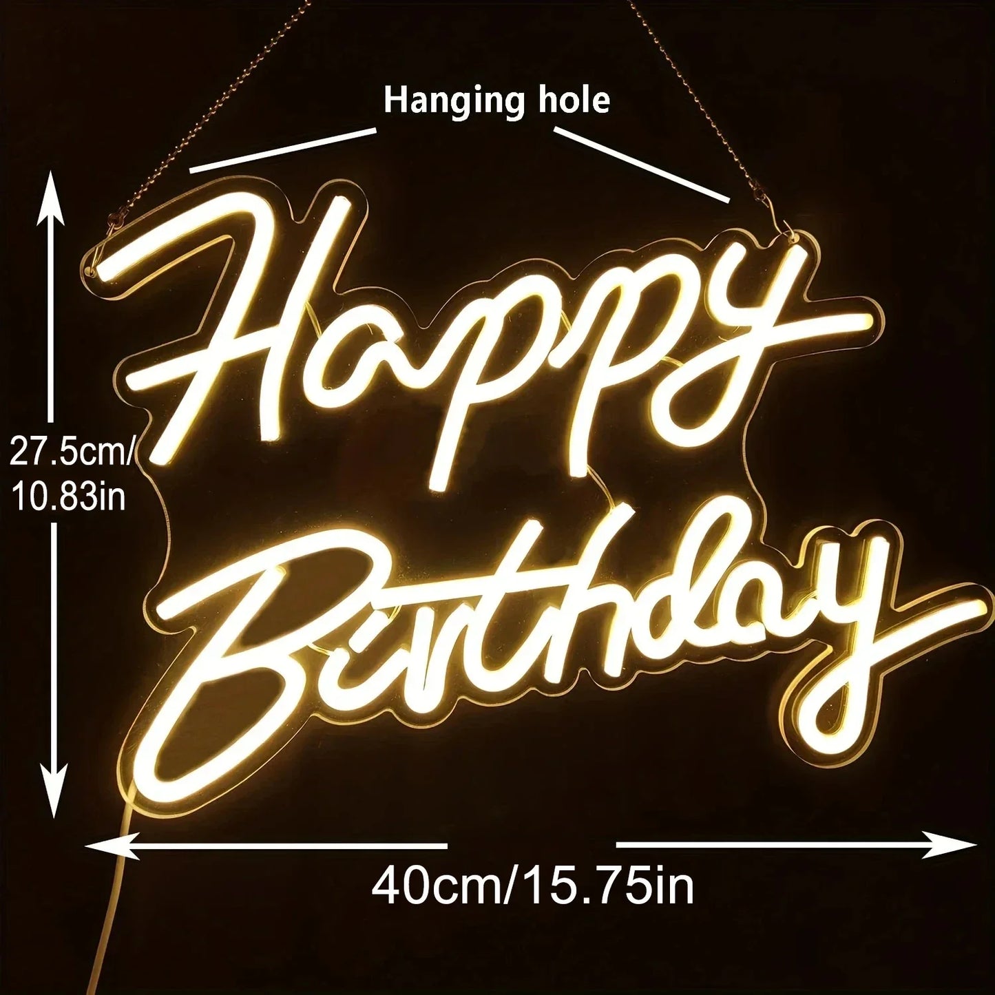 Happy Birthday Neon Sign Neon Happy Birthday Sign for Wall Decor Wall Neon Sign with Dimmable Switch Birthday Party Supplies
