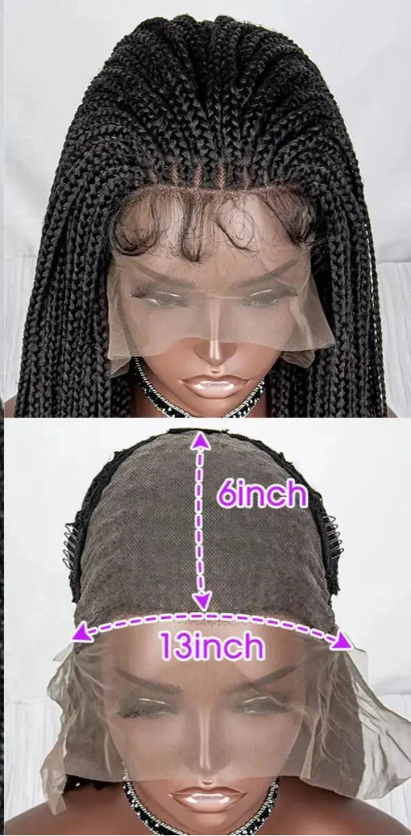 36" Handmade Knotless Box Braids Lace Frontal Wig | 13x6 Lace | Baby Hair | Synthetic Braids