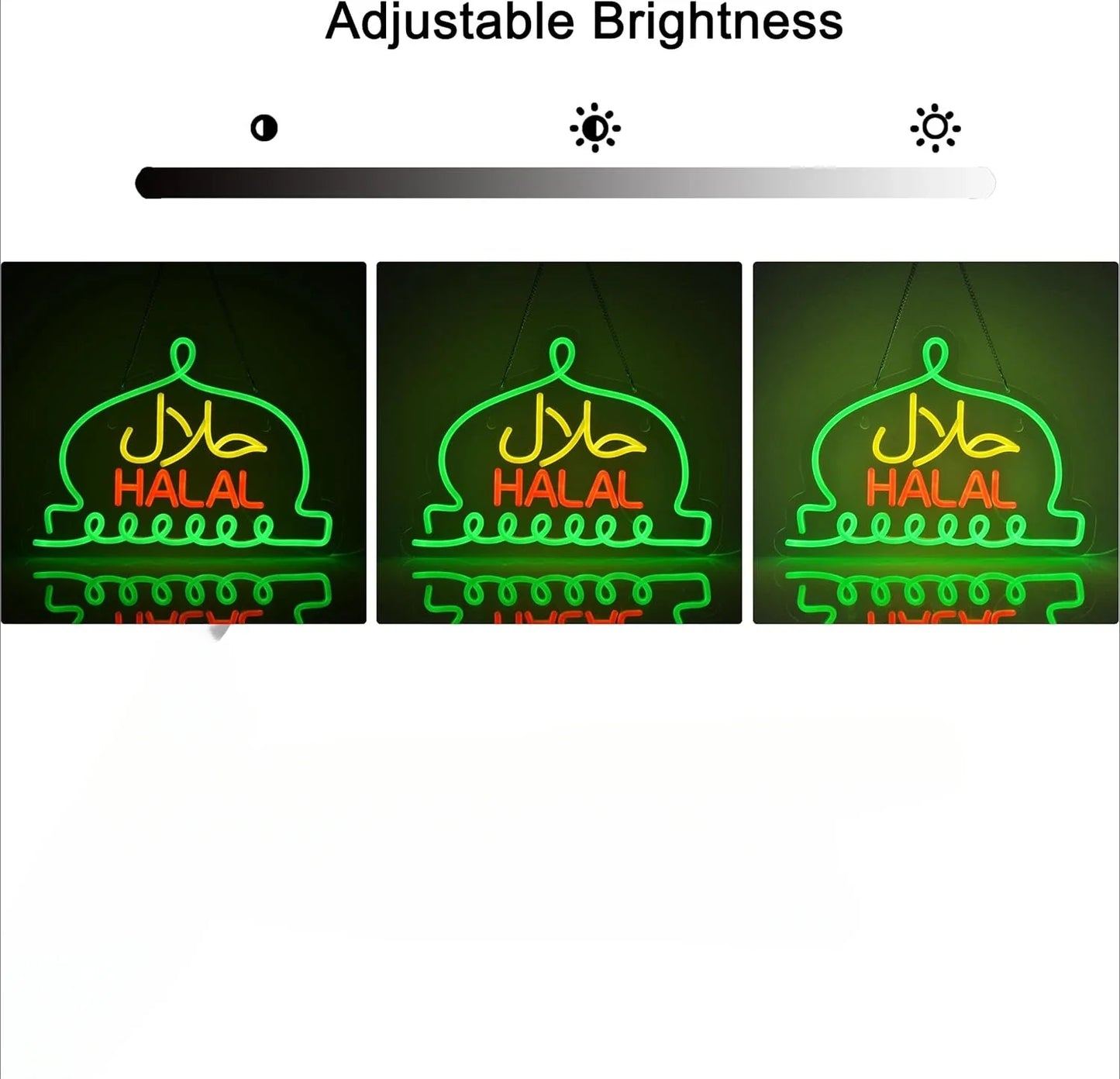 Halal Neon Signs Halal Food Arabic Restaurants Led Light Up Signs for Business Store for Wall Decor USB Powered