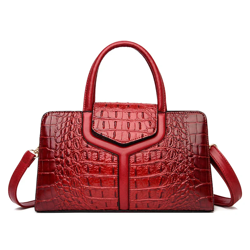New Leather Women's Messenger Bags | Crocodile Female Crossbody Shoulder Handbags & High Quality Ladies Totes