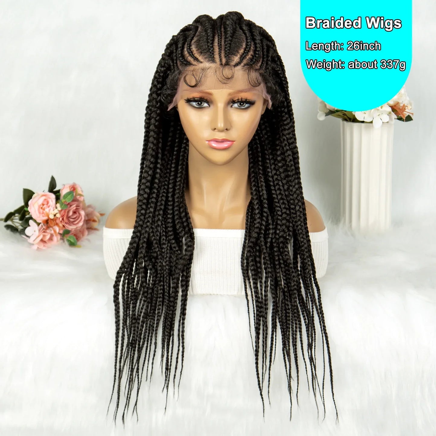 13x6 Lace Front Faux Locs Braided Wig | Crochet Braids | Synthetic Locs | Black Women