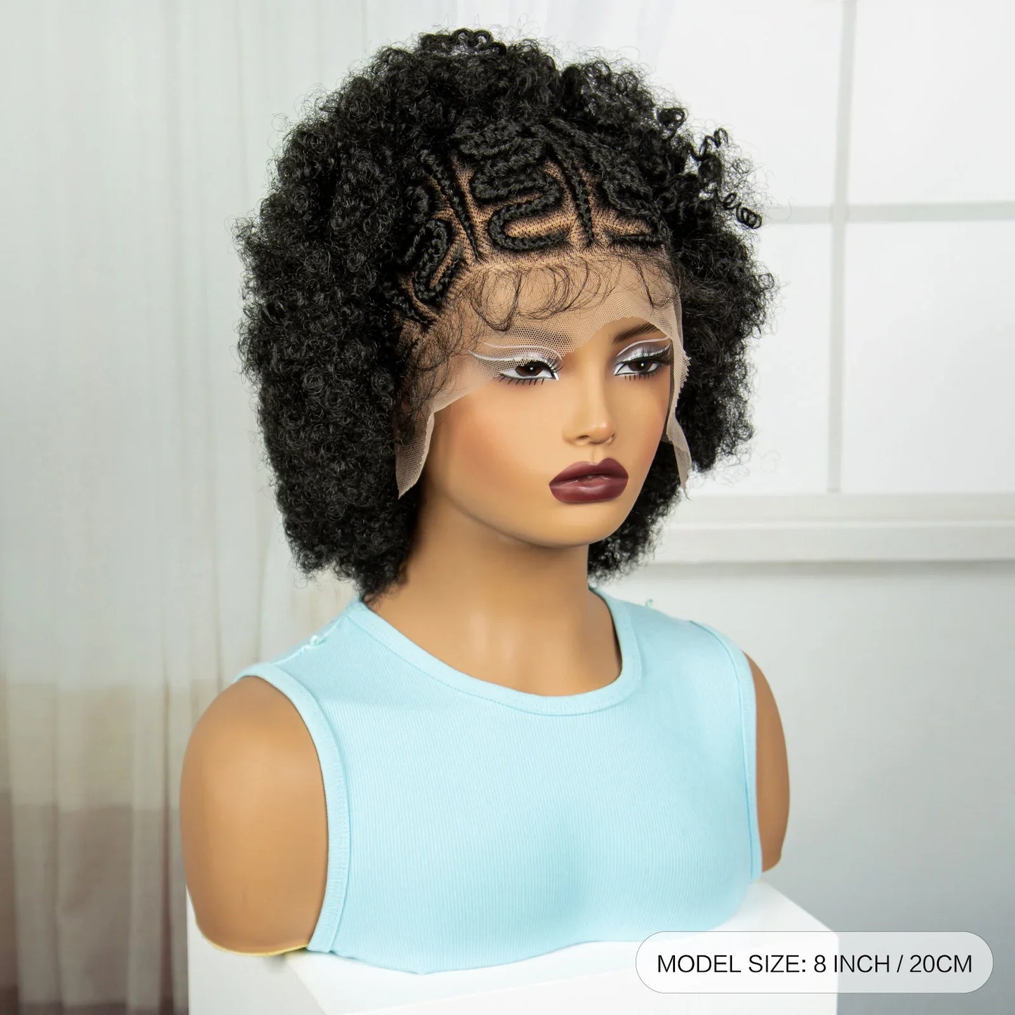 Afro Kinky Curly Braids Wig | Full Lace | Cornrow Accents | Baby Hair