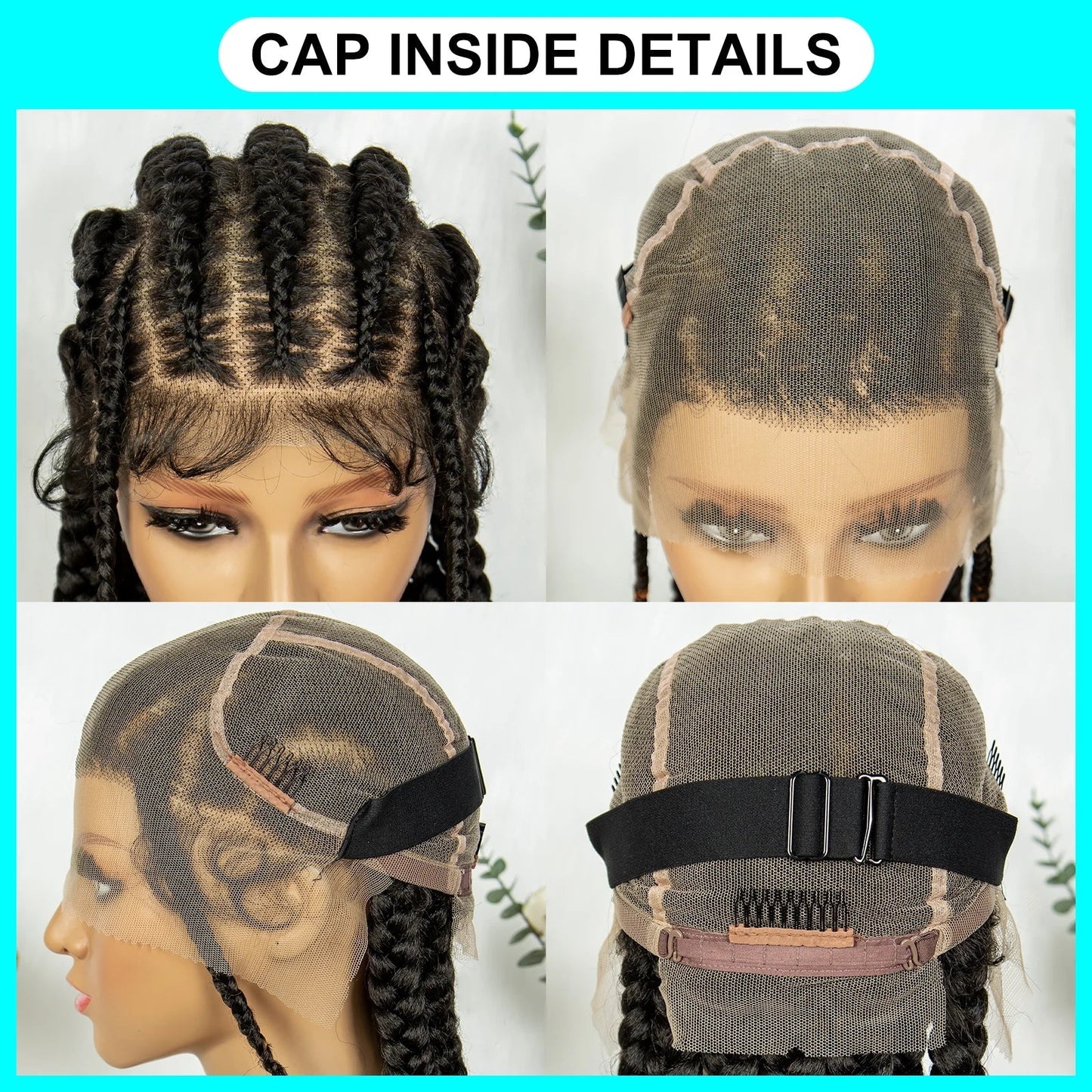 24" Orange Highlight Cornrow Braided Wig | Full Lace Synthetic Wig for Black Women | High-Temp Fiber | Daily Wear