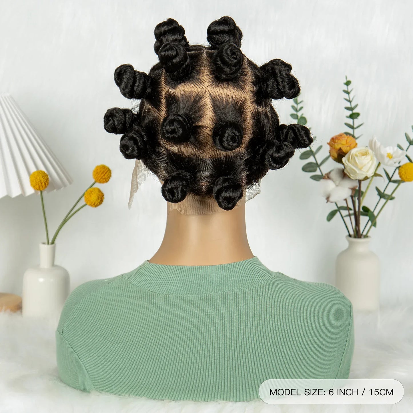 HD Transparent Lace Front Bantu Knots Wig | Synthetic | Full Lace | With Baby Hair | For Black Women