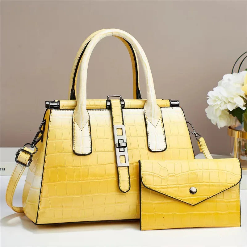 New Bright Leather Women's Bag | Large Capacity Female Shoulder & Crossbody Handbag (High Quality with Wallet, Sequined Panel)