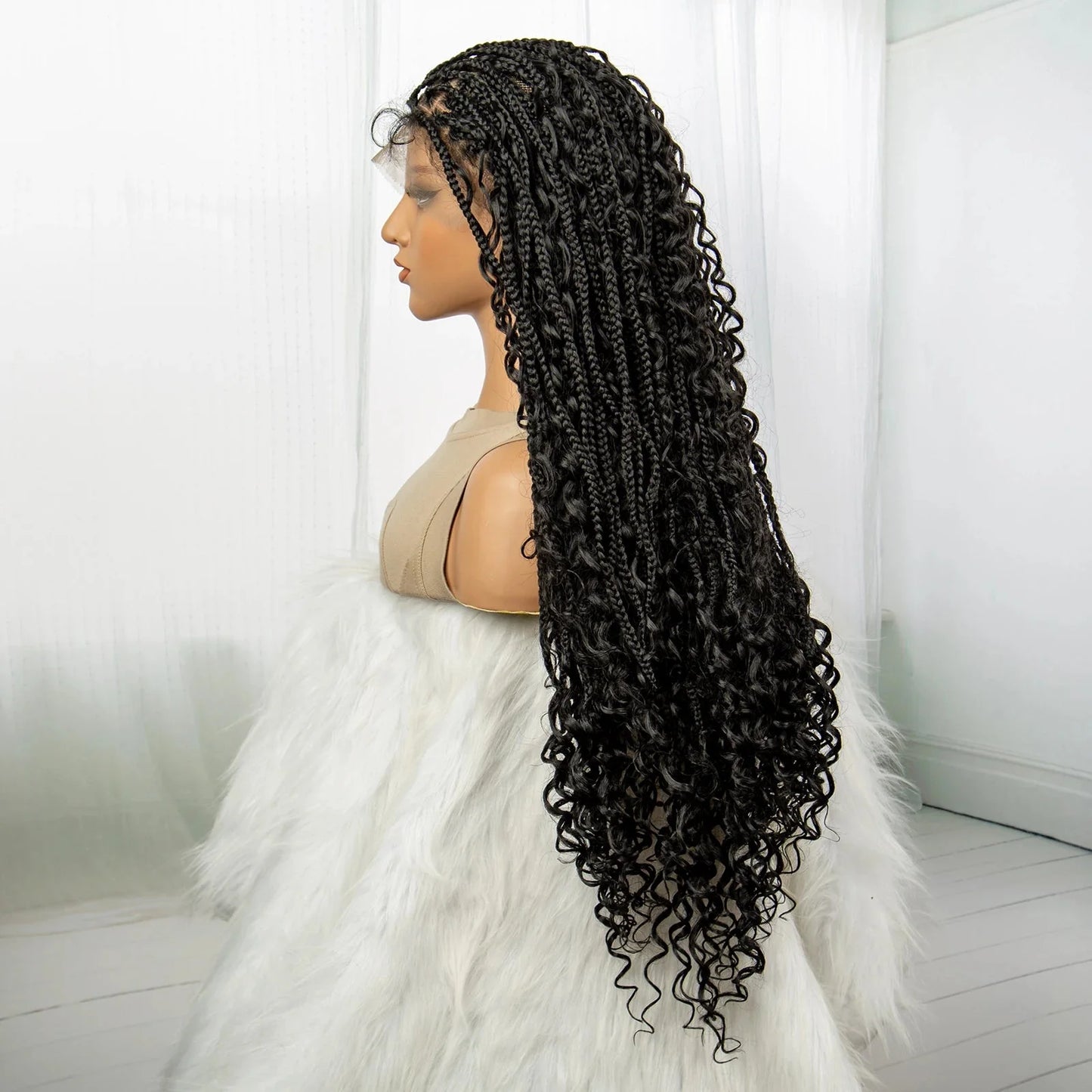 32" Boho Knotless Box Braids Wig | Lace Front | Baby Hair | Black Women