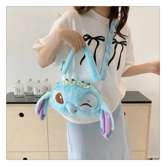 New Disney Cartoon Stitch Plush Backpack | Girls Cute Ins Shoulder Messenger Bag (Parent-Child Gift)