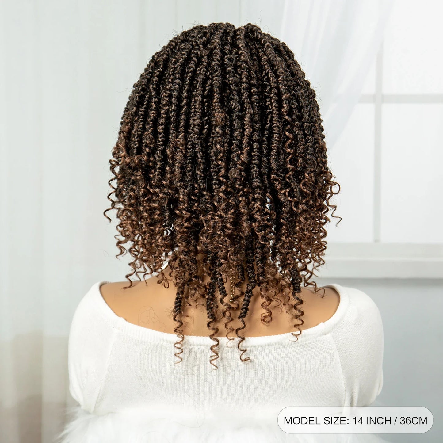 Burgundy Knotless Box Braids Bob Wig with Curly Ends | Lace Front
