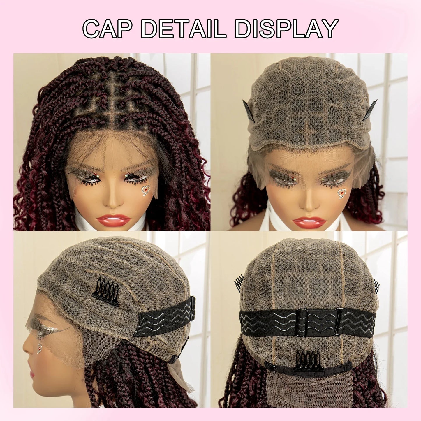 14" Burgundy Box Braids Wig | Full Lace | Kanekalon Fiber | Boho Braids | For Women