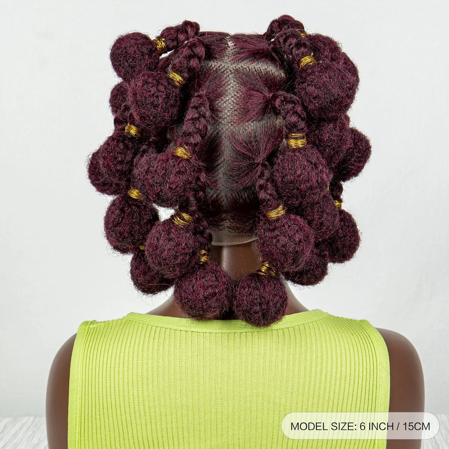 Burgundy Bantu Braids Wig | Handmade Full Lace | Baby Hair