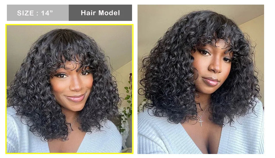 Ombre 99J & Blonde Jerry Curly Bob Wig with Bangs | Glueless "Wear to Go" Human Hair