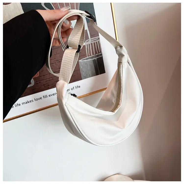 Solid Color Chest Bag for Women | Large Capacity Travel Crossbody & Half Moon Belt Bag (Ladies Daily Street Fanny Pack)