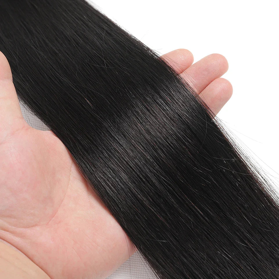 12A Peruvian Straight Bundles | 100% Raw Virgin Human Hair Extensions (Natural Black, 1/3/4 Pcs)
