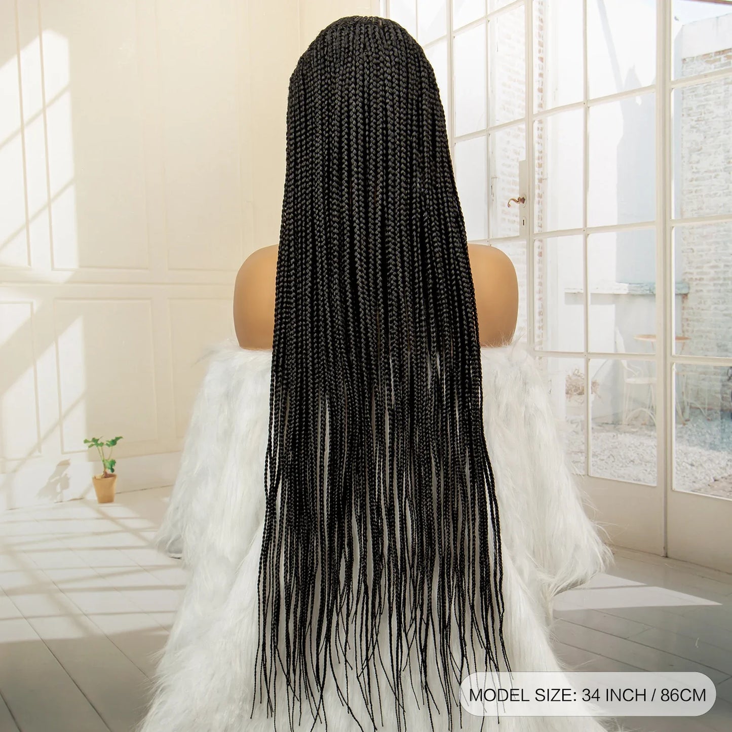 36" Full Lace Afro Cornrow Wig | Knotless Box Braids | Kanekalon Hair | For Black Women