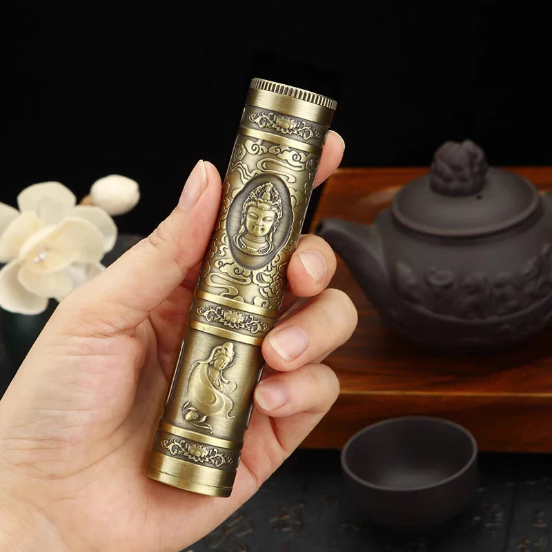 Retro Buddha Metal Incense Case Relief Craft Dragon Incense Box Waterproof Incense Storage Box Incense Accessories