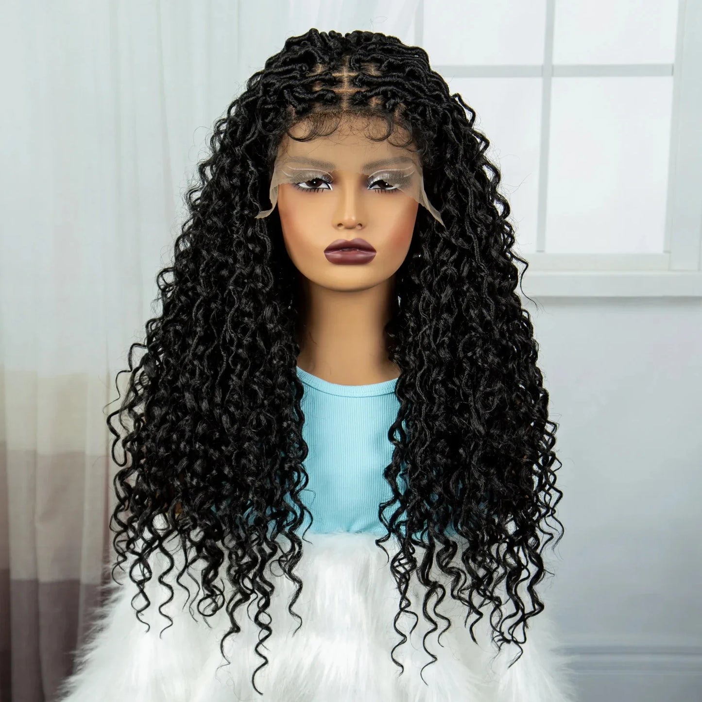 Burgundy Goddess Faux Locs Wig | Curly Ends | Lace Front | Baby Hair